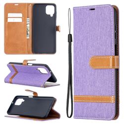 Jeans Cowboy Denim Leather Wallet Case for Samsung Galaxy A12 - Purple