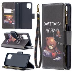 Chainsaw Bear Binfen Color BF03 Retro Zipper Leather Wallet Phone Case for Samsung Galaxy A12