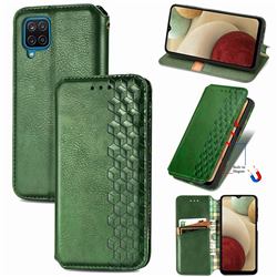 Ultra Slim Fashion Business Card Magnetic Automatic Suction Leather Flip Cover for Samsung Galaxy A12 - Green