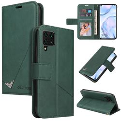 GQ.UTROBE Right Angle Silver Pendant Leather Wallet Phone Case for Samsung Galaxy A12 - Green