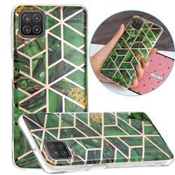 Green Rhombus Galvanized Rose Gold Marble Phone Back Cover for Samsung Galaxy A12