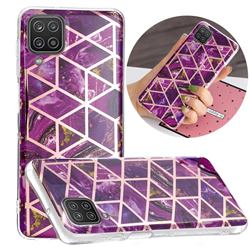 Purple Rhombus Galvanized Rose Gold Marble Phone Back Cover for Samsung Galaxy A12