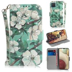 Watercolor Flower 3D Painted Leather Wallet Phone Case for Samsung Galaxy A12