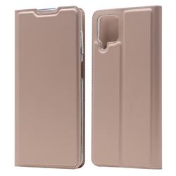 Ultra Slim Card Magnetic Automatic Suction Leather Wallet Case for Samsung Galaxy A12 - Rose Gold