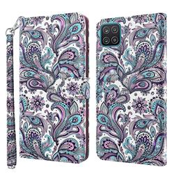 Swirl Flower 3D Painted Leather Wallet Case for Samsung Galaxy A12