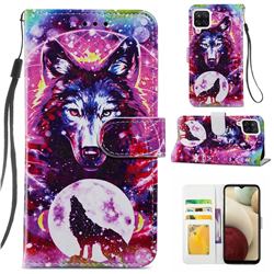 Wolf Totem Smooth Leather Phone Wallet Case for Samsung Galaxy A12