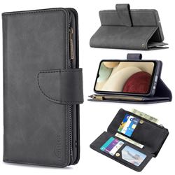 Binfen Color BF02 Sensory Buckle Zipper Multifunction Leather Phone Wallet for Samsung Galaxy A12 - Black