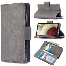 Binfen Color BF02 Sensory Buckle Zipper Multifunction Leather Phone Wallet for Samsung Galaxy A12 - Gray