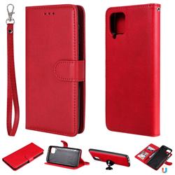 Retro Greek Detachable Magnetic PU Leather Wallet Phone Case for Samsung Galaxy A12 - Red