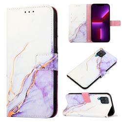 Purple White Marble Leather Wallet Protective Case for Samsung Galaxy A12