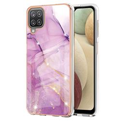 Dream Violet Electroplated Gold Frame 2.0 Thickness Plating Marble IMD Soft Back Cover for Samsung Galaxy A12