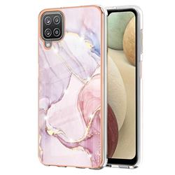 Rose Gold Dancing Electroplated Gold Frame 2.0 Thickness Plating Marble IMD Soft Back Cover for Samsung Galaxy A12