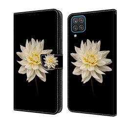 White Flower Crystal PU Leather Protective Wallet Case Cover for Samsung Galaxy A12