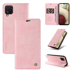 YIKATU Litchi Card Magnetic Automatic Suction Leather Flip Cover for Samsung Galaxy A12 - Pink
