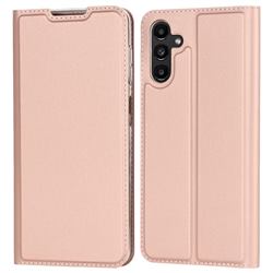 Ultra Slim Card Magnetic Automatic Suction Leather Wallet Case for Samsung Galaxy A13 5G - Rose Gold