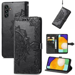 Embossing Imprint Mandala Flower Leather Wallet Case for Samsung Galaxy A13 5G - Black