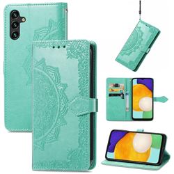 Embossing Imprint Mandala Flower Leather Wallet Case for Samsung Galaxy A13 5G - Green