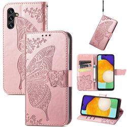Embossing Mandala Flower Butterfly Leather Wallet Case for Samsung Galaxy A13 5G - Rose Gold