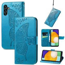 Embossing Mandala Flower Butterfly Leather Wallet Case for Samsung Galaxy A13 5G - Blue