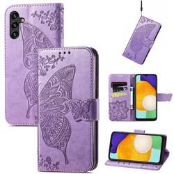 Embossing Mandala Flower Butterfly Leather Wallet Case for Samsung Galaxy A13 5G - Light Purple