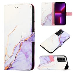 Purple White Marble Leather Wallet Protective Case for Samsung Galaxy A13 5G