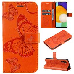 Embossing 3D Butterfly Leather Wallet Case for Samsung Galaxy A13 5G - Orange