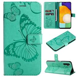Embossing 3D Butterfly Leather Wallet Case for Samsung Galaxy A13 5G - Green
