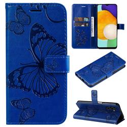 Embossing 3D Butterfly Leather Wallet Case for Samsung Galaxy A13 5G - Blue