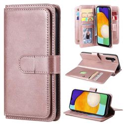 Multi-function Ten Card Slots and Photo Frame PU Leather Wallet Phone Case Cover for Samsung Galaxy A13 5G - Rose Gold