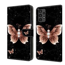 Black Diamond Butterfly Crystal PU Leather Protective Wallet Case Cover for Samsung Galaxy A13 5G