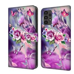 Flower Butterflies Crystal PU Leather Protective Wallet Case Cover for Samsung Galaxy A13 5G