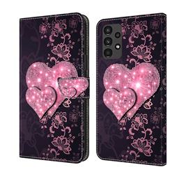 Lace Heart Crystal PU Leather Protective Wallet Case Cover for Samsung Galaxy A13 5G