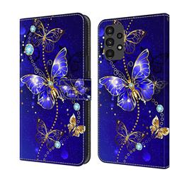 Blue Diamond Butterfly Crystal PU Leather Protective Wallet Case Cover for Samsung Galaxy A13 5G