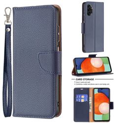 Classic Luxury Litchi Leather Phone Wallet Case for Samsung Galaxy A13 4G - Blue