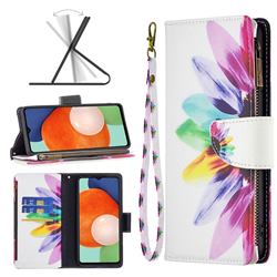 Seven-color Flowers Binfen Color BF03 Retro Zipper Leather Wallet Phone Case for Samsung Galaxy A13 4G