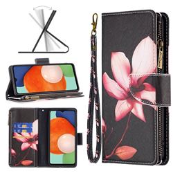 Lotus Flower Binfen Color BF03 Retro Zipper Leather Wallet Phone Case for Samsung Galaxy A13 4G