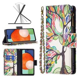 The Tree of Life Binfen Color BF03 Retro Zipper Leather Wallet Phone Case for Samsung Galaxy A13 4G