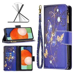 Purple Butterfly Binfen Color BF03 Retro Zipper Leather Wallet Phone Case for Samsung Galaxy A13 4G