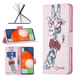 Glasses Giraffe Leather Wallet Case for Samsung Galaxy A13 4G