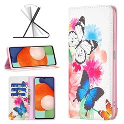 Flying Butterflies Slim Magnetic Attraction Wallet Flip Cover for Samsung Galaxy A13 4G