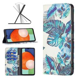 Blue Leaf Slim Magnetic Attraction Wallet Flip Cover for Samsung Galaxy A13 4G