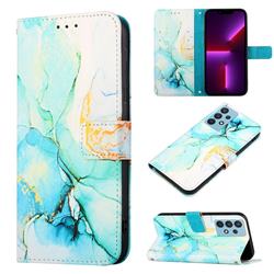 Green Illusion Marble Leather Wallet Protective Case for Samsung Galaxy A13 4G