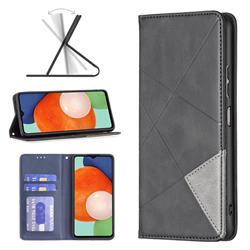 Prismatic Slim Magnetic Sucking Stitching Wallet Flip Cover for Samsung Galaxy A13 4G - Black