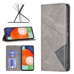 Prismatic Slim Magnetic Sucking Stitching Wallet Flip Cover for Samsung Galaxy A13 4G - Gray