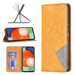 Prismatic Slim Magnetic Sucking Stitching Wallet Flip Cover for Samsung Galaxy A13 4G - Yellow