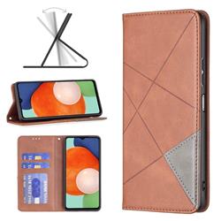 Prismatic Slim Magnetic Sucking Stitching Wallet Flip Cover for Samsung Galaxy A13 4G - Brown