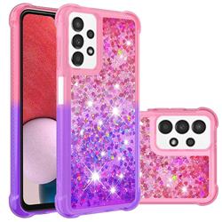 Rainbow Gradient Liquid Glitter Quicksand Sequins Phone Case for Samsung Galaxy A13 4G - Pink Purple