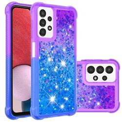 Rainbow Gradient Liquid Glitter Quicksand Sequins Phone Case for Samsung Galaxy A13 4G - Purple Blue