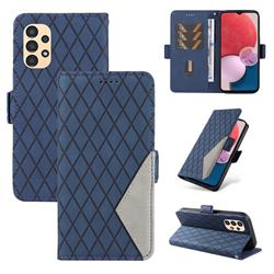 Grid Pattern Splicing Protective Wallet Case Cover for Samsung Galaxy A13 4G - Blue