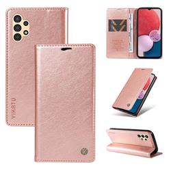 YIKATU Litchi Card Magnetic Automatic Suction Leather Flip Cover for Samsung Galaxy A13 4G - Rose Gold